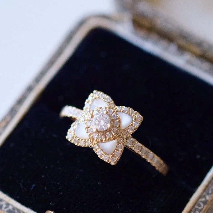 S925 sterling silver flower ring