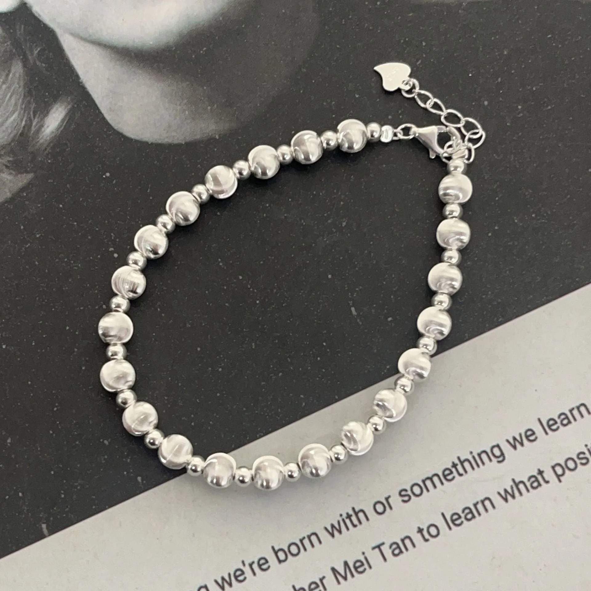 S925 sterling silver cat eye transfer bead bracelet