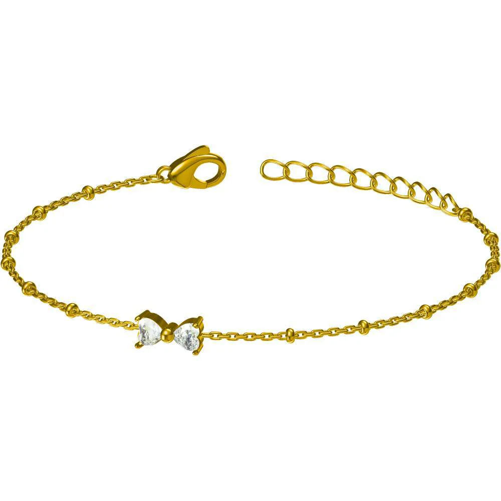 Stainless steel bow zircon bracelet earrings ring set of three