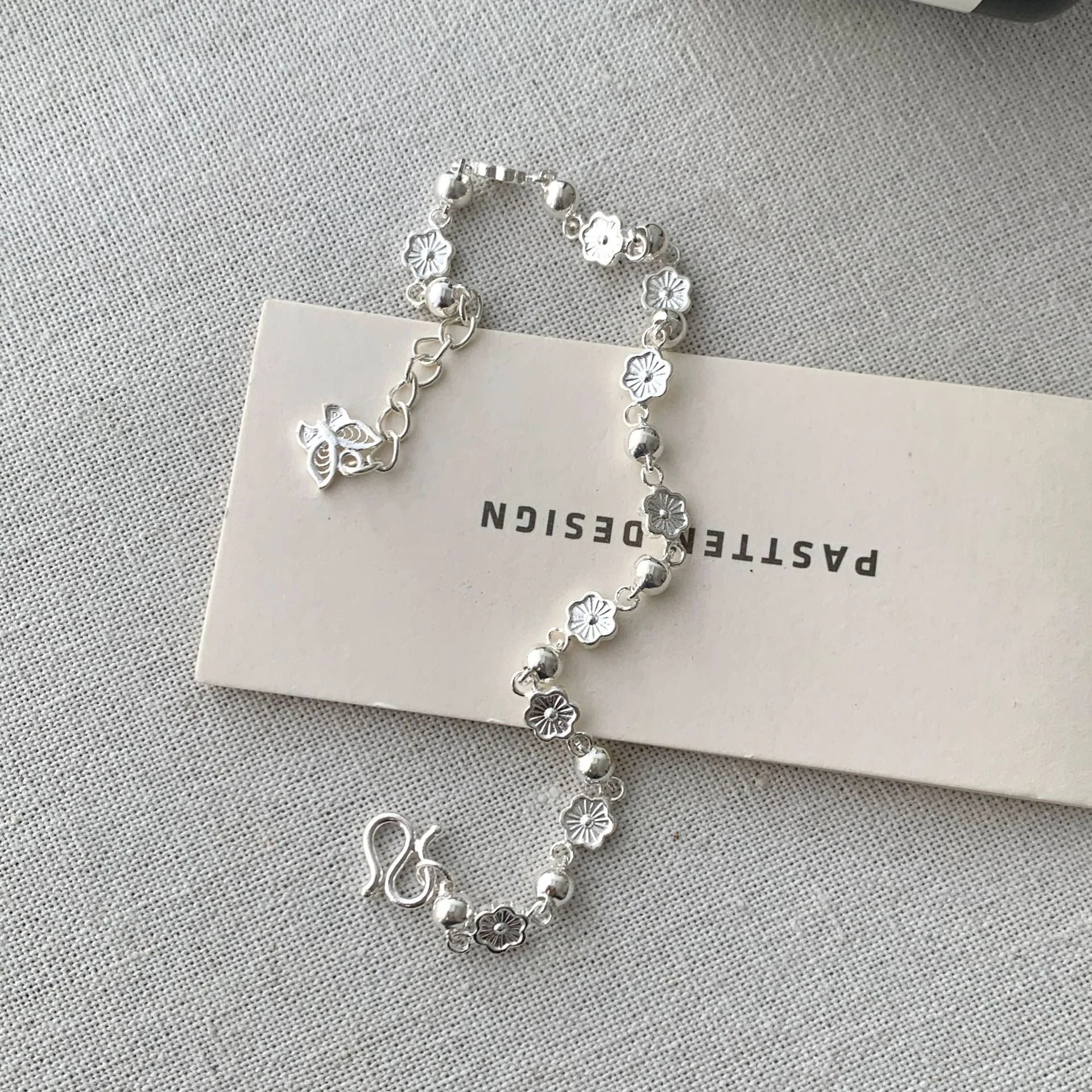 S925 Sterling Silver Peach Blossom Butterfly Bracelet