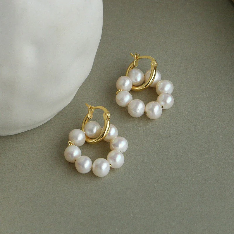 Natural freshwater pearl earrings S925 silver needle baroque irregular