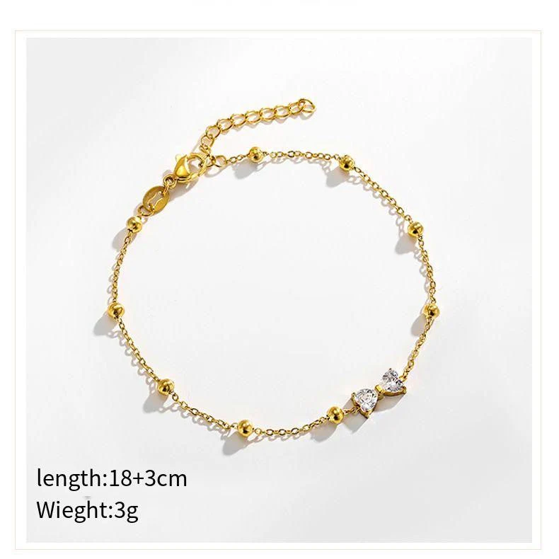 Stainless steel bow zircon bracelet earrings ring set of three