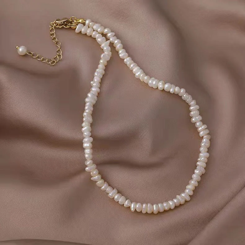 Freshwater pearl necklace Baroque irregular zircon sweater chain