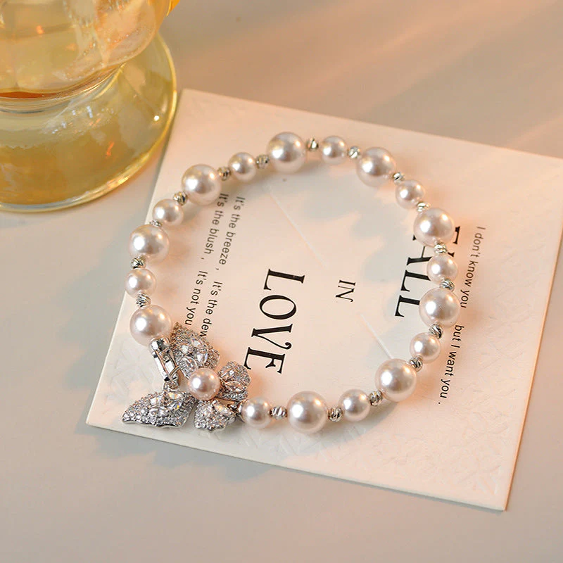 Manta rose pink purple Pearl Butterfly pendant necklace bracelet earrings set