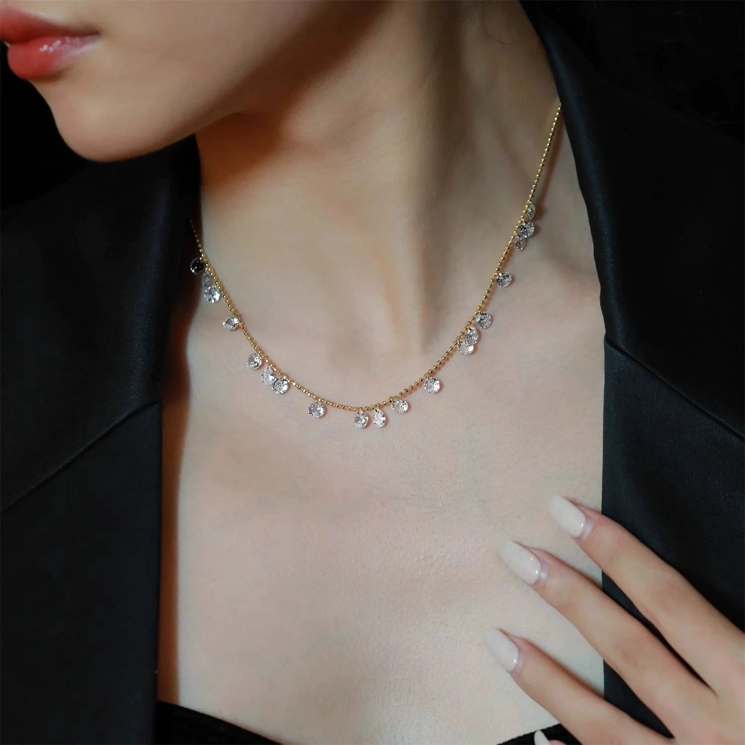 S925 sterling silver gypsophila necklace