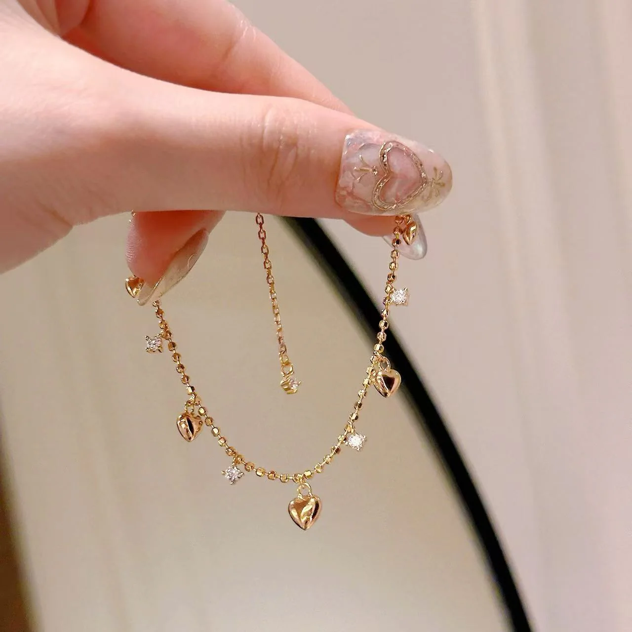 Love Heart Shining Zircon Necklace & Bracelet SET