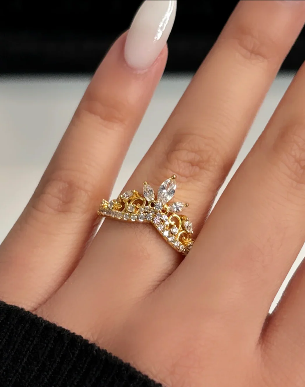 “TIARA” WISHBONE GOLD PLATED RING