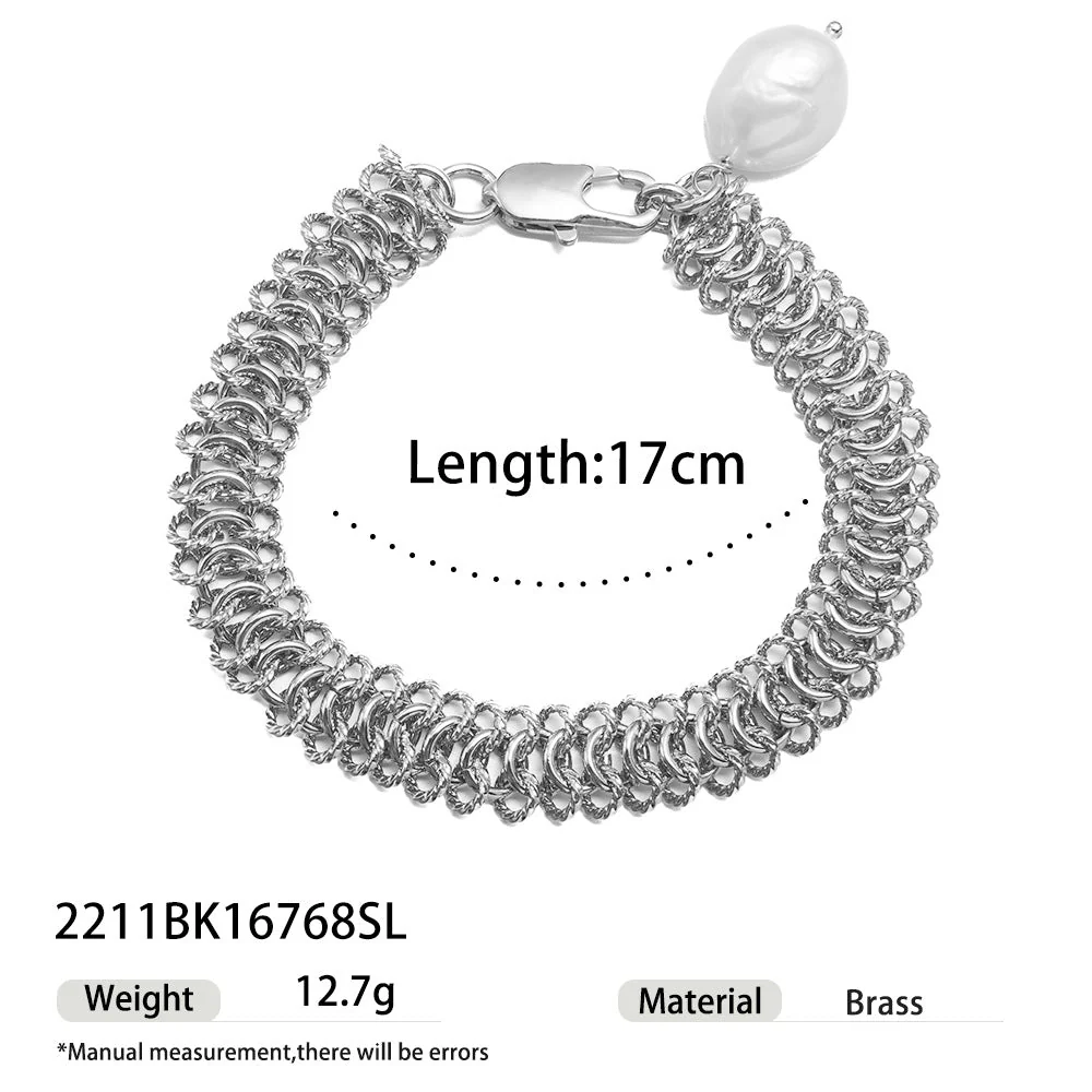 High color retention brass plating real gold natural real pearl bracelet