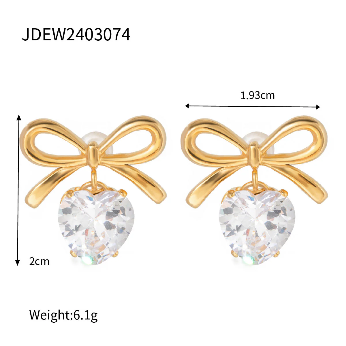 Stainless Steel Bow Necklace Zircon Earrings Titanium Steel Ring