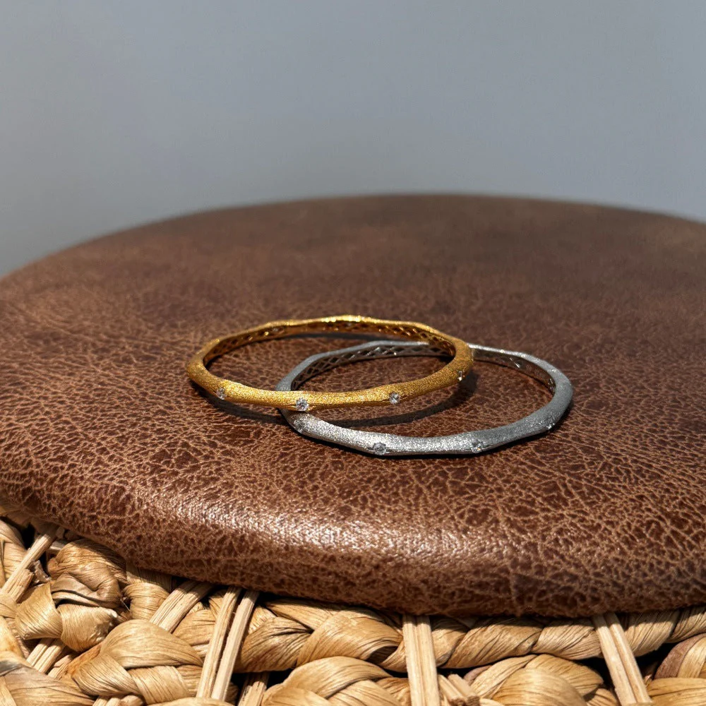 S925 Sterling Silver Bracelet Women's Brushed Craft Zircon Inlaid