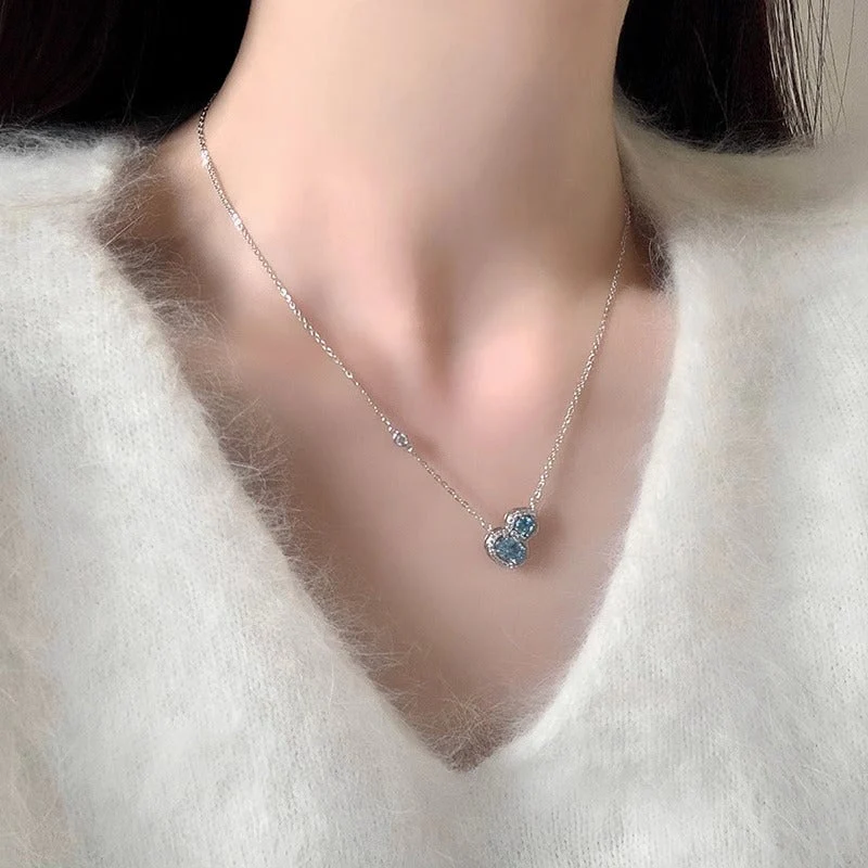 Super Flash Blue Crystal Gourd pendant necklace