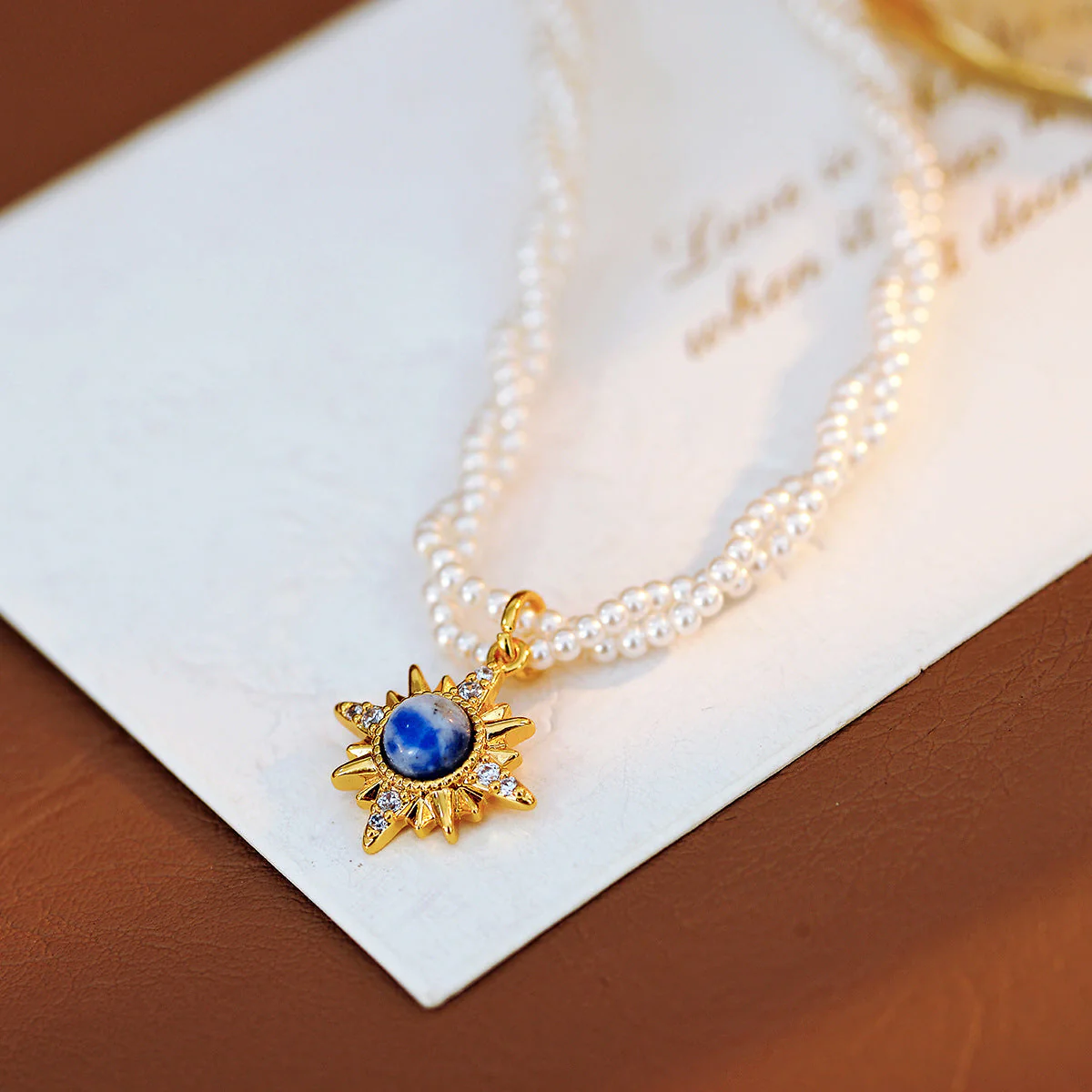 Double Blue Eight-Mountain Star Necklace Earring Bracelet Set