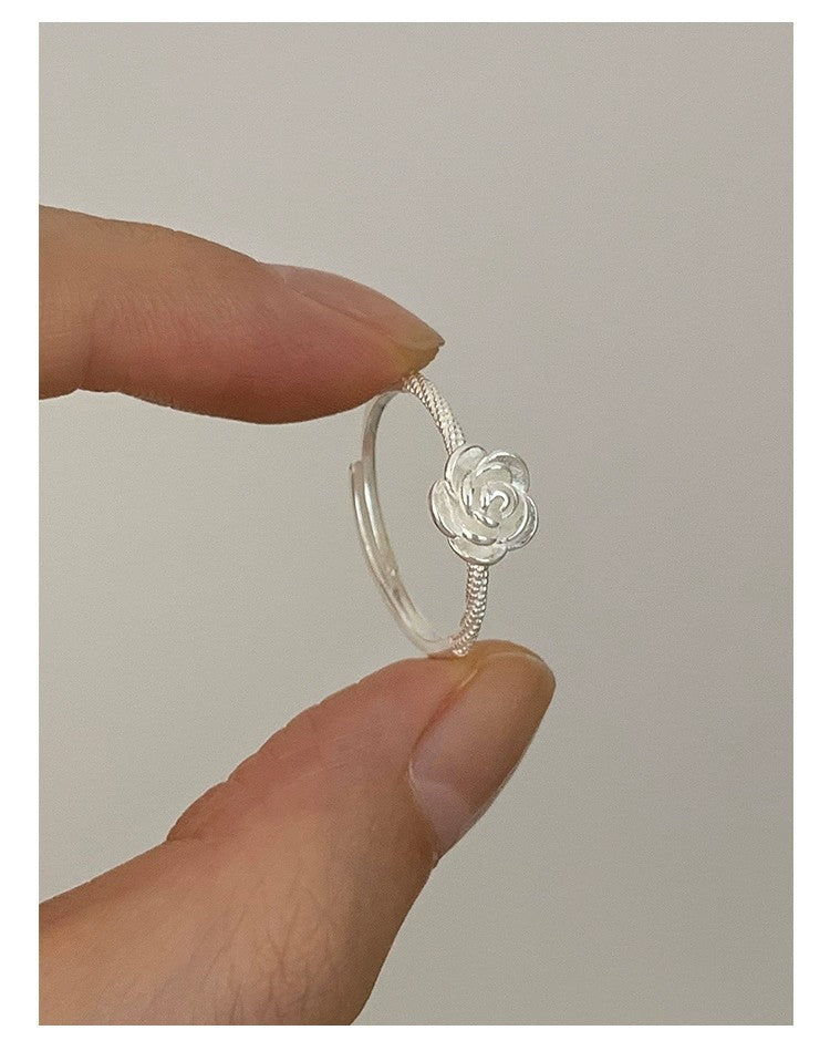S925 sterling silver rose flower ring