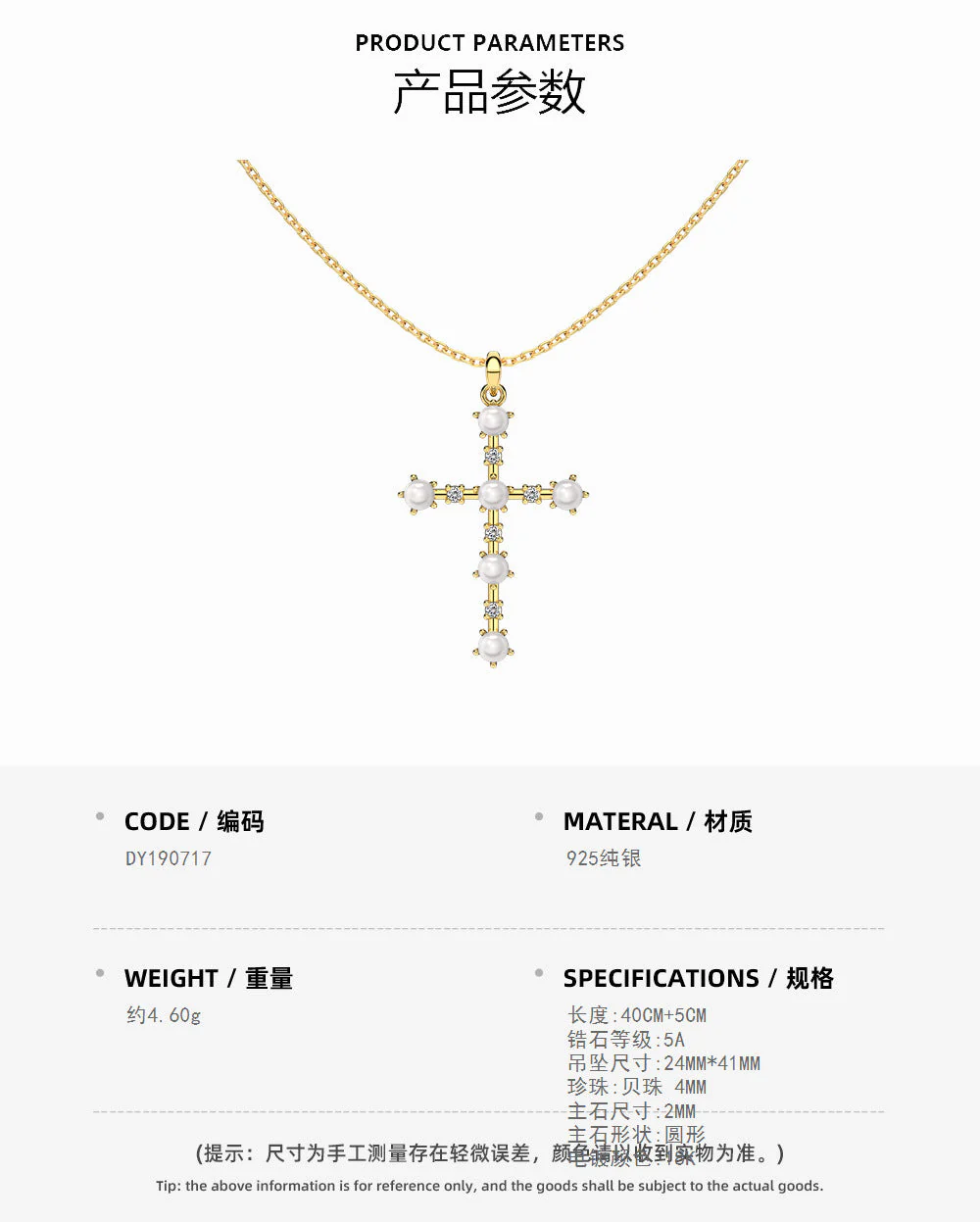 925 sterling silver cross zirconia opal pearl necklace