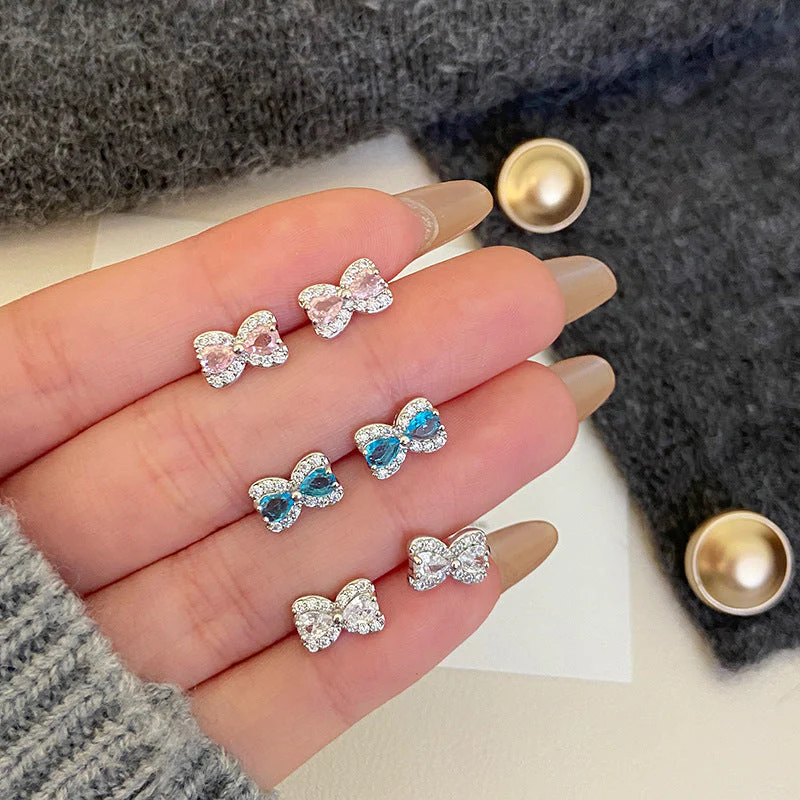 Super Flash Zircon Bow Earrings