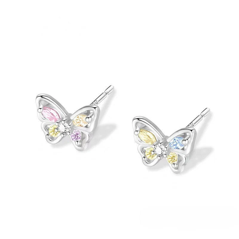 S999 sterling silver openwork butterfly earrings