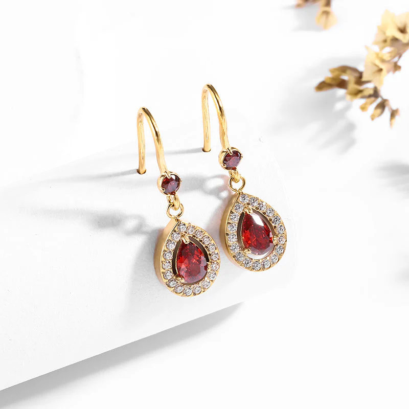 Zircon-inlaid 18K stainless steel stud gold titanium steel earrings