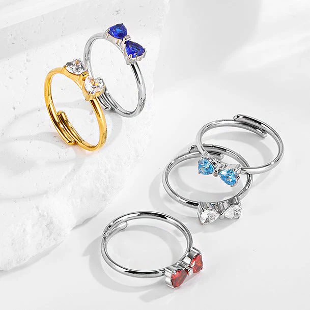 Stainless steel bow adjustable titanium ring does not fade