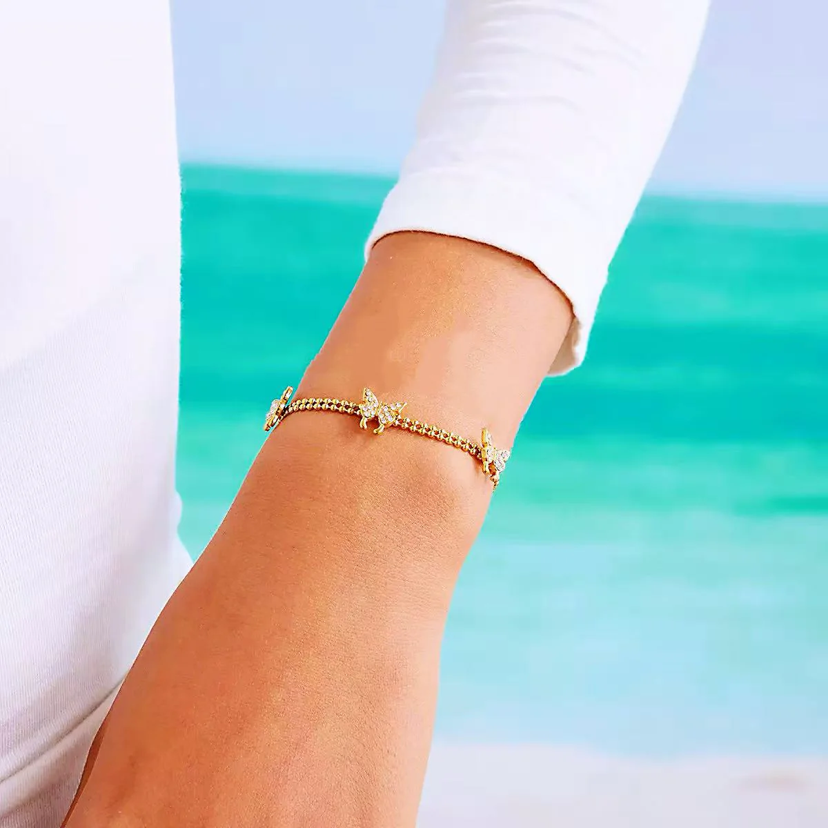 Butterfly Design Double-layer Chain Bracelet