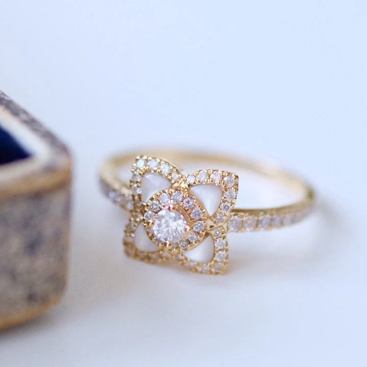 S925 sterling silver flower ring