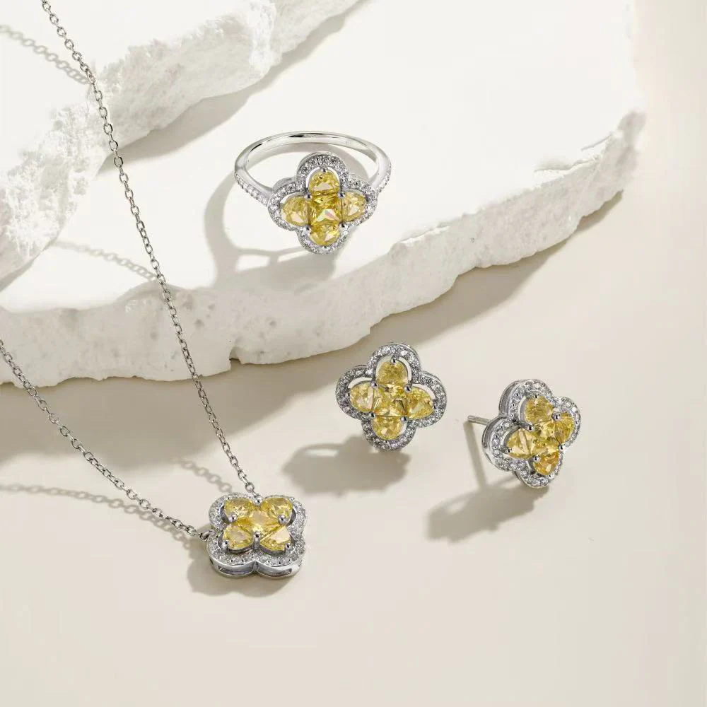 Gold Four-leaf Clover SET