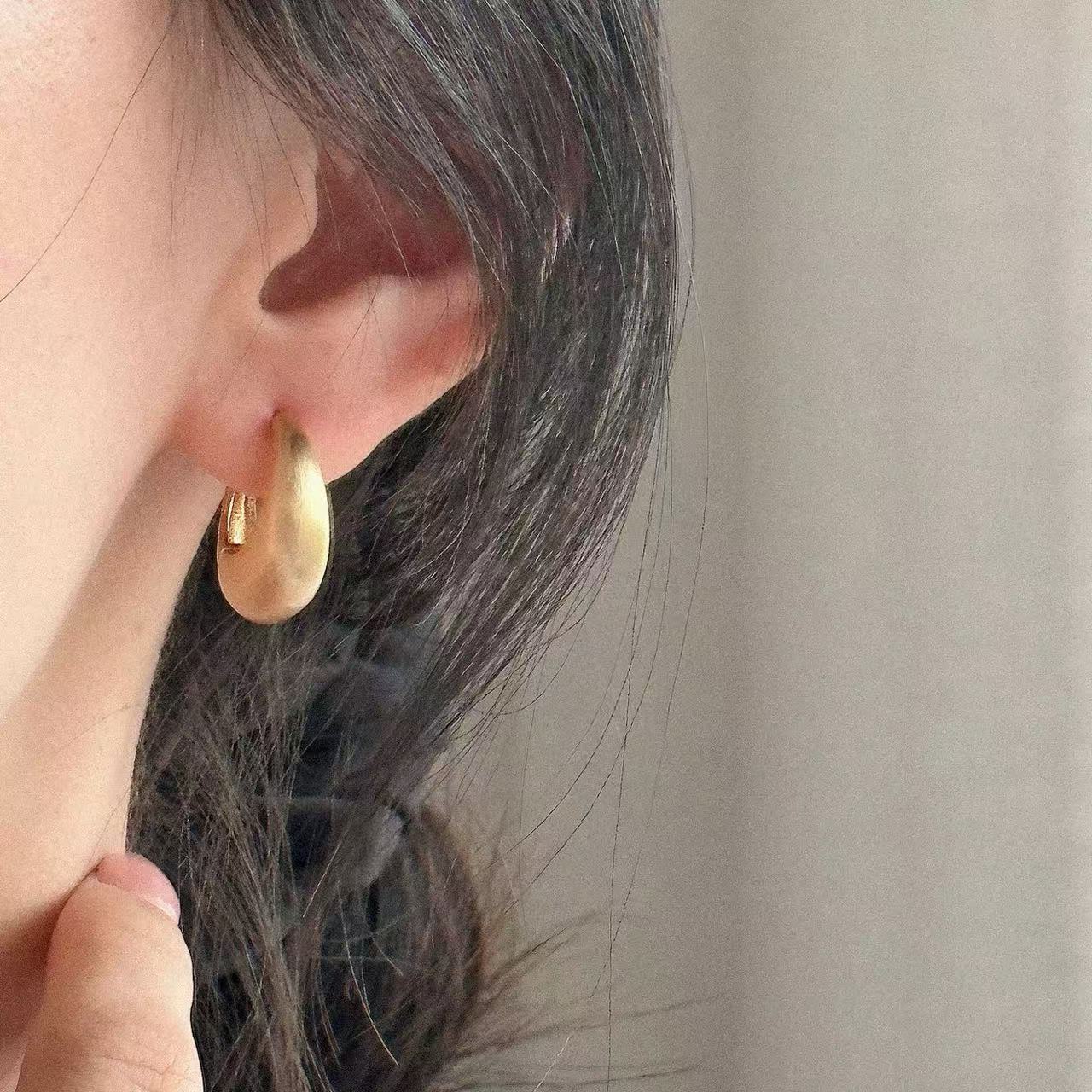 18K Gold Plated Matte Brushed  Earring