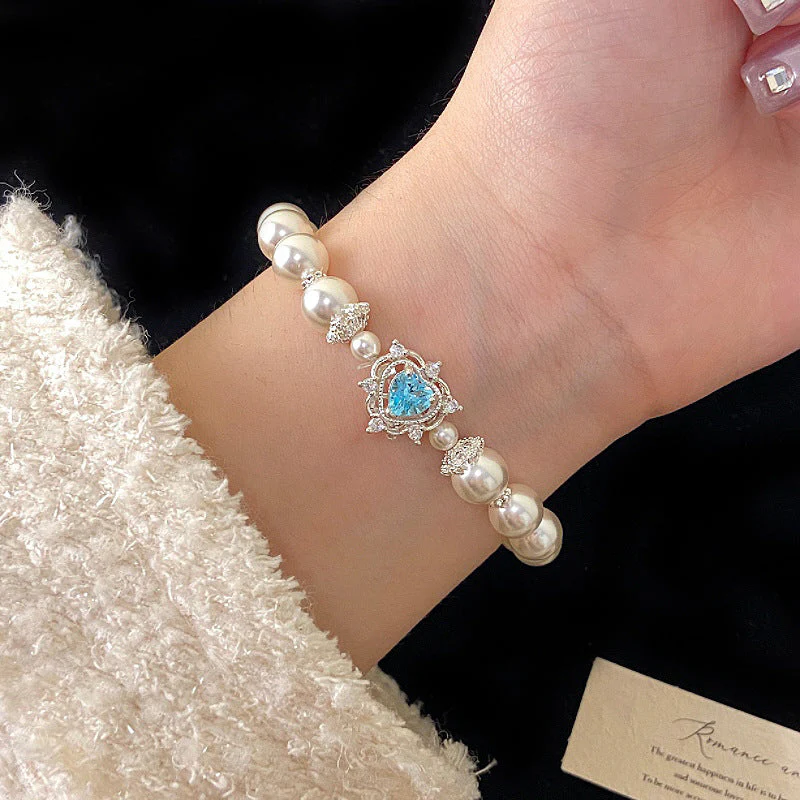 Swarovski Pearl Love Bow Pentacle Zircon Bracelet