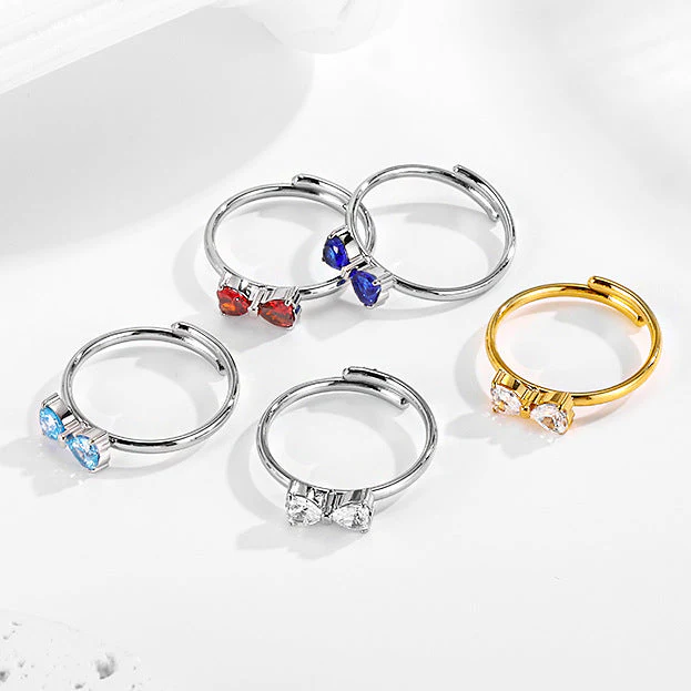 Stainless steel bow adjustable titanium ring does not fade