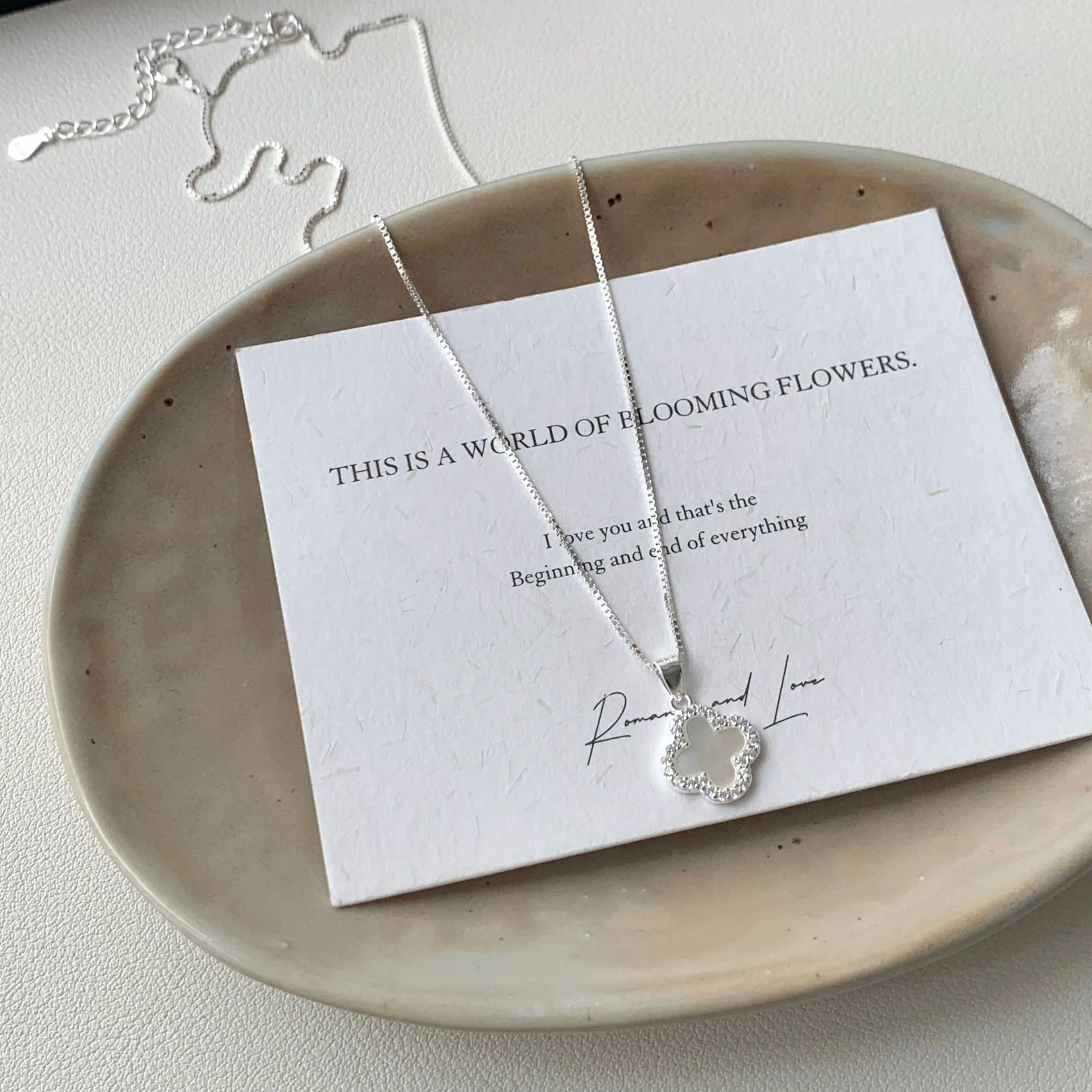 S925 sterling silver full diamond Bai Bei four-leaf clover necklace