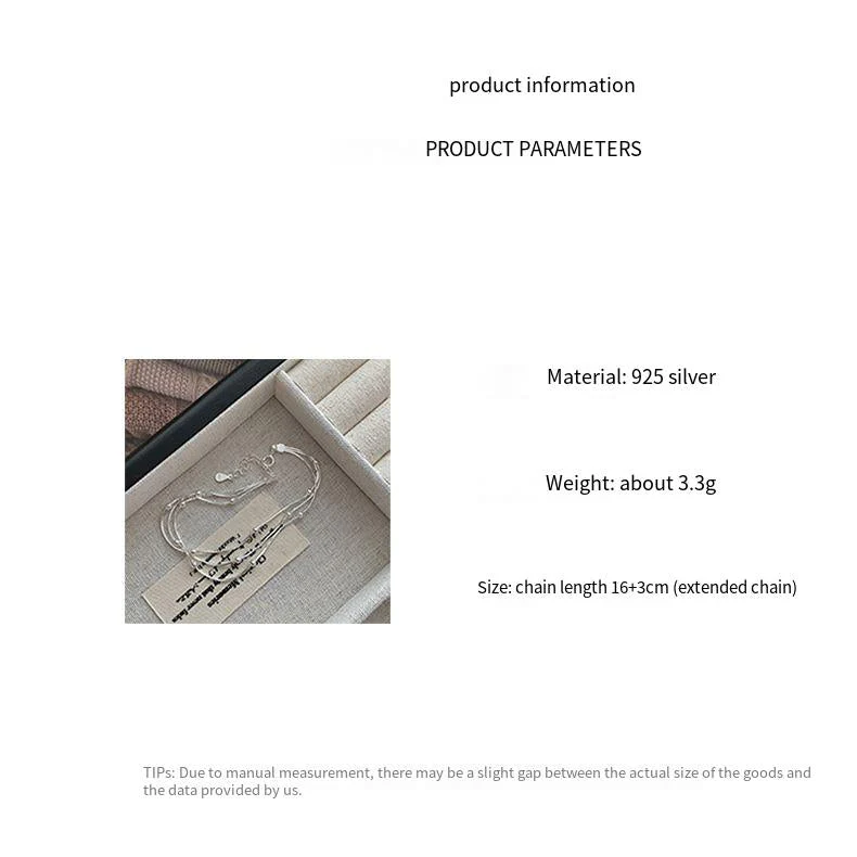 S925 sterling silver three-layer bead snake bone bracelet