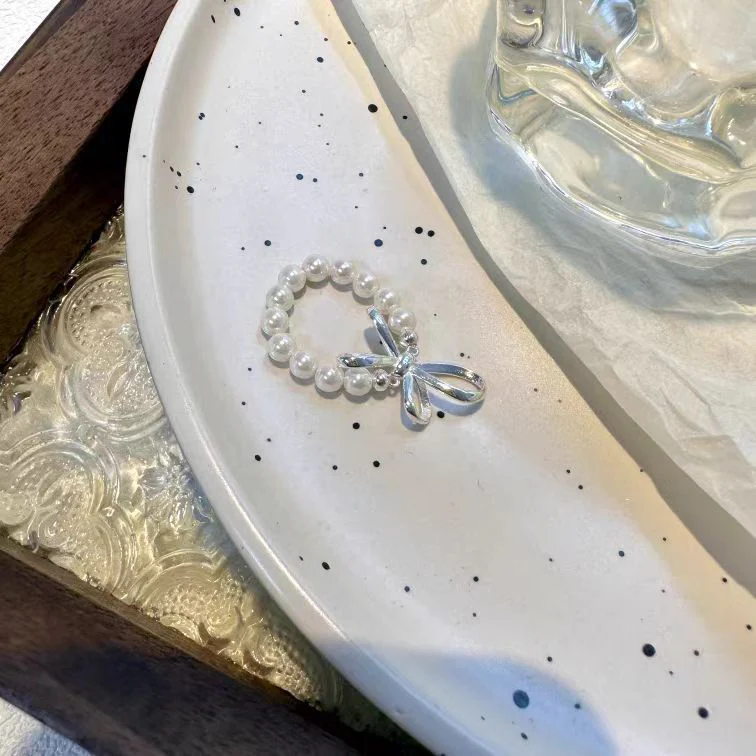 S925 Sterling Silver Bow Pearl Bracelet necklace ring