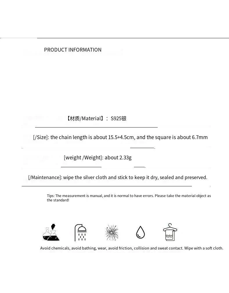 S925 sterling silver super beautiful square sea blue treasure bracelet