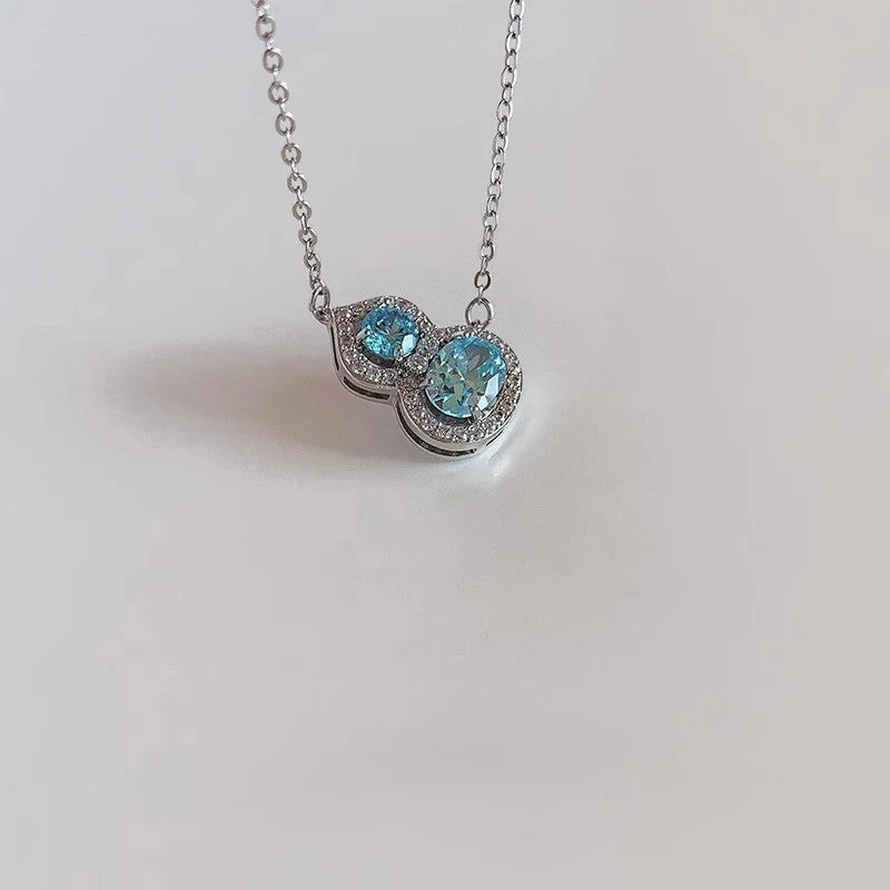 Super Flash Blue Crystal Gourd pendant necklace