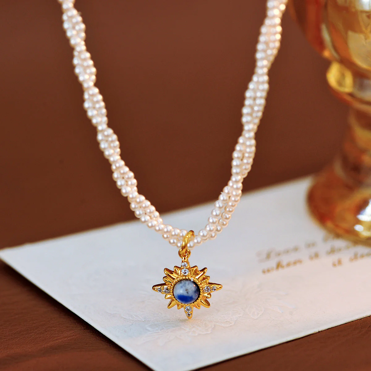 Double Blue Eight-Mountain Star Necklace Earring Bracelet Set