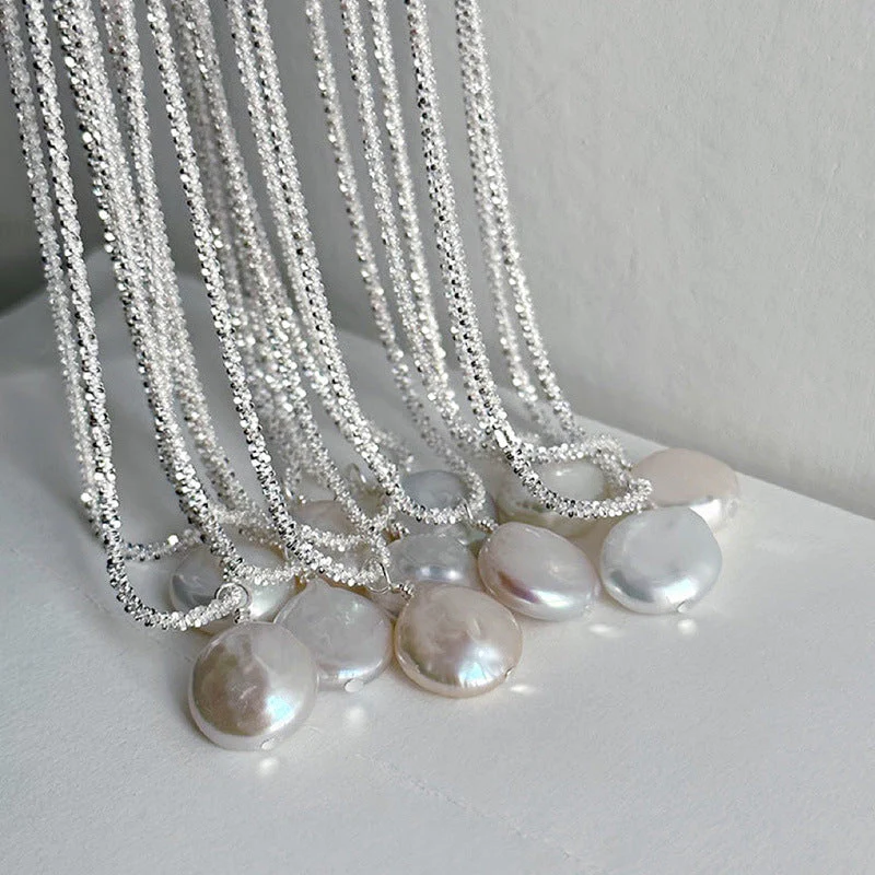 S925 Sterling Silver Baroque Freshwater Pearl Necklace