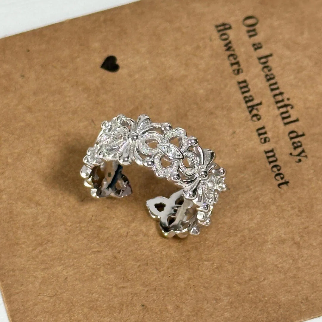 S925 sterling silver openwork carved ring