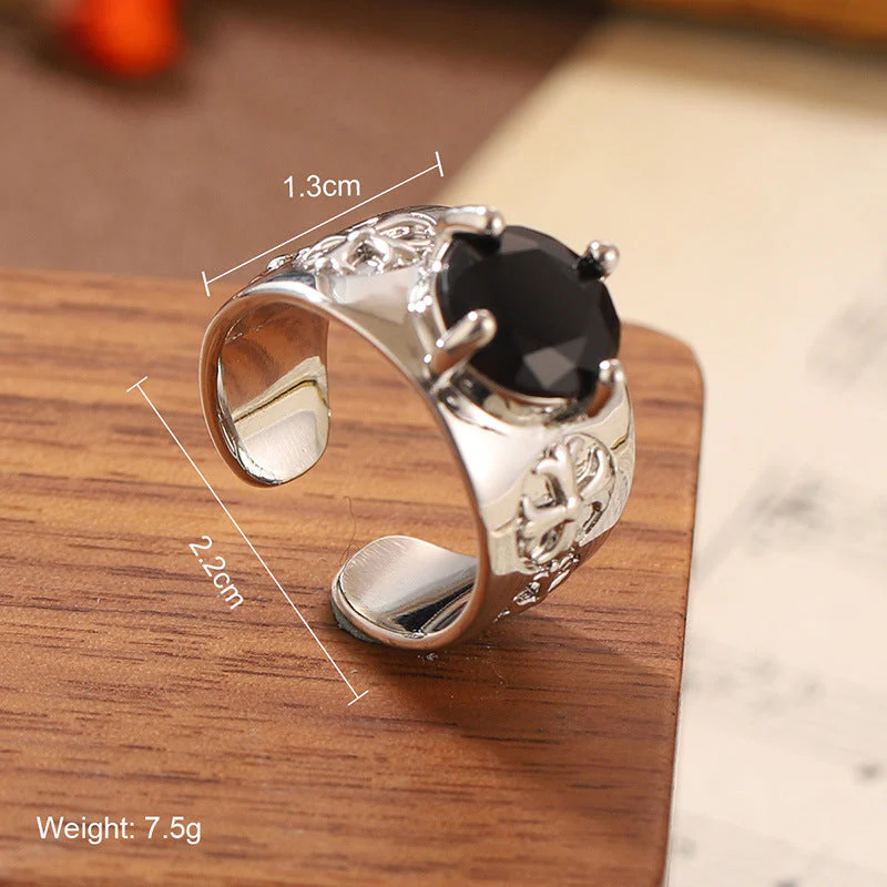 Natural stone geometric ring