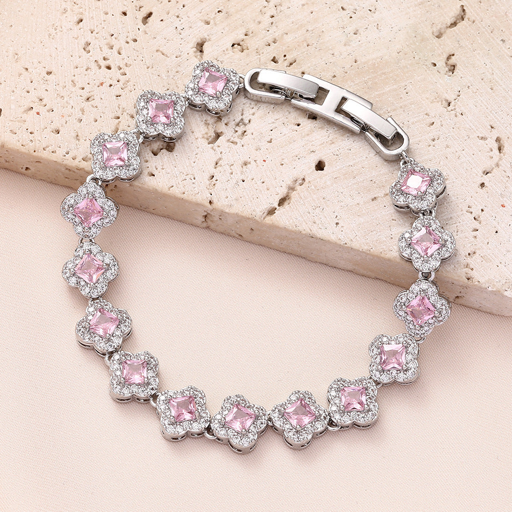 High quality zircon flower oval bracelet