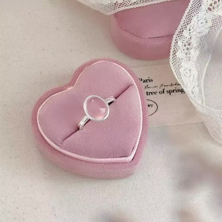 Natural Pink Chalcedony S925 Sterling Silver SET