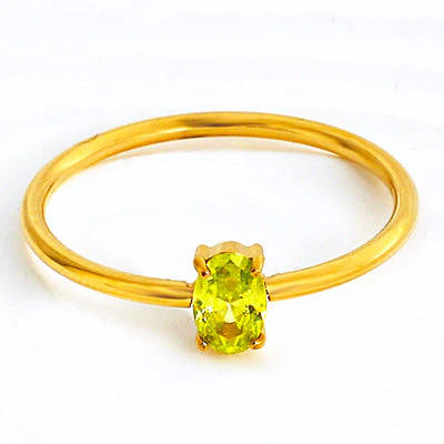 Stainless steel ring color zircon electroplating 18K gold.
