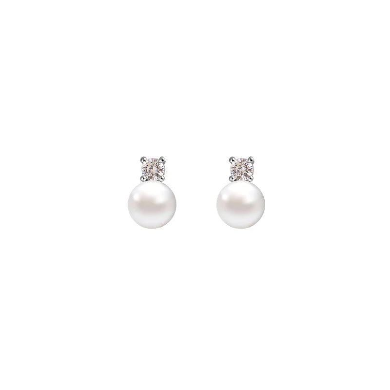 S925 sterling silver Flash Diamond Pearl Earrings