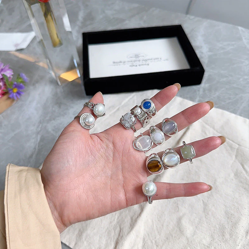 Ring Combination s925 sterling silver + gem series ring