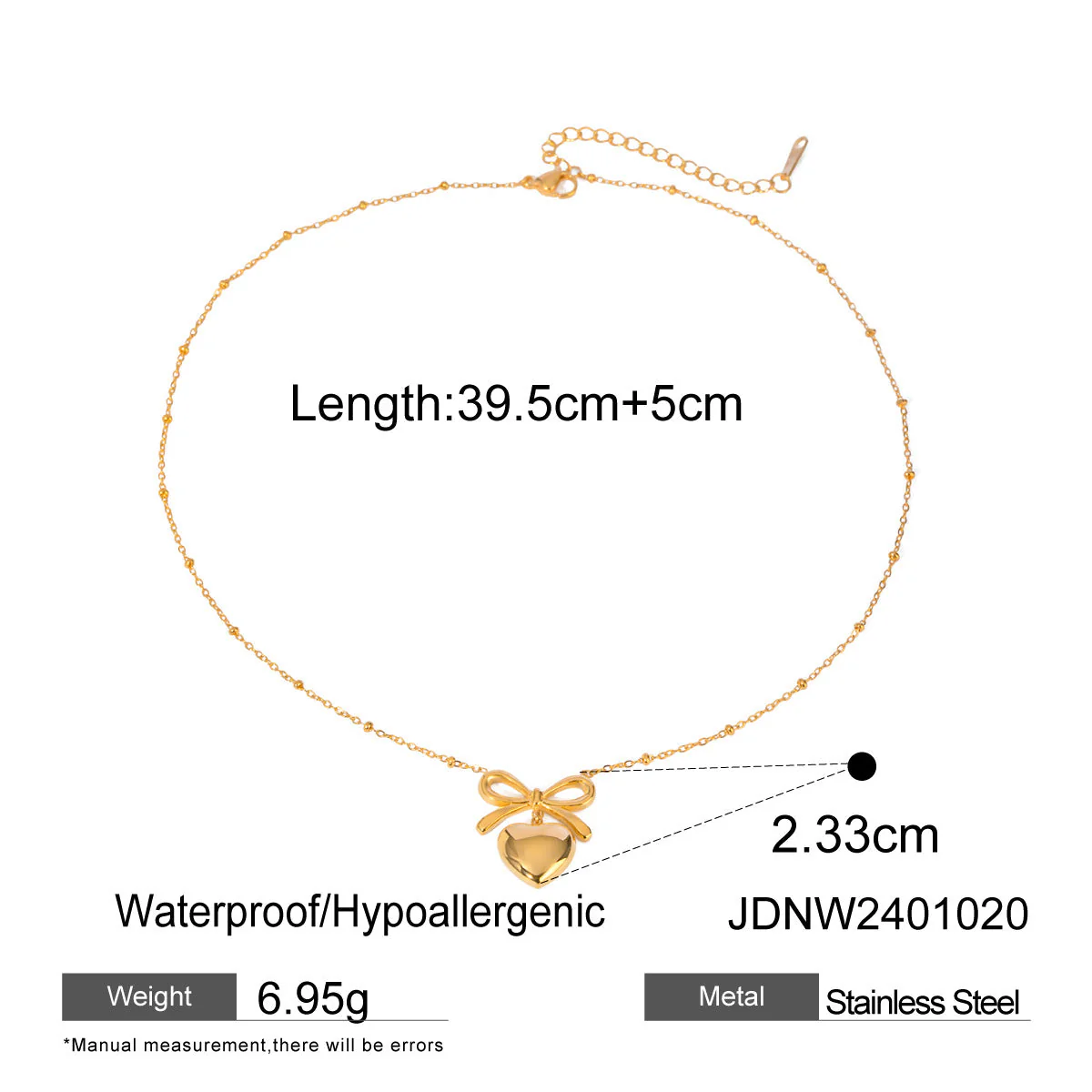 Stainless Steel Bow Necklace Zircon Earrings Titanium Steel Ring