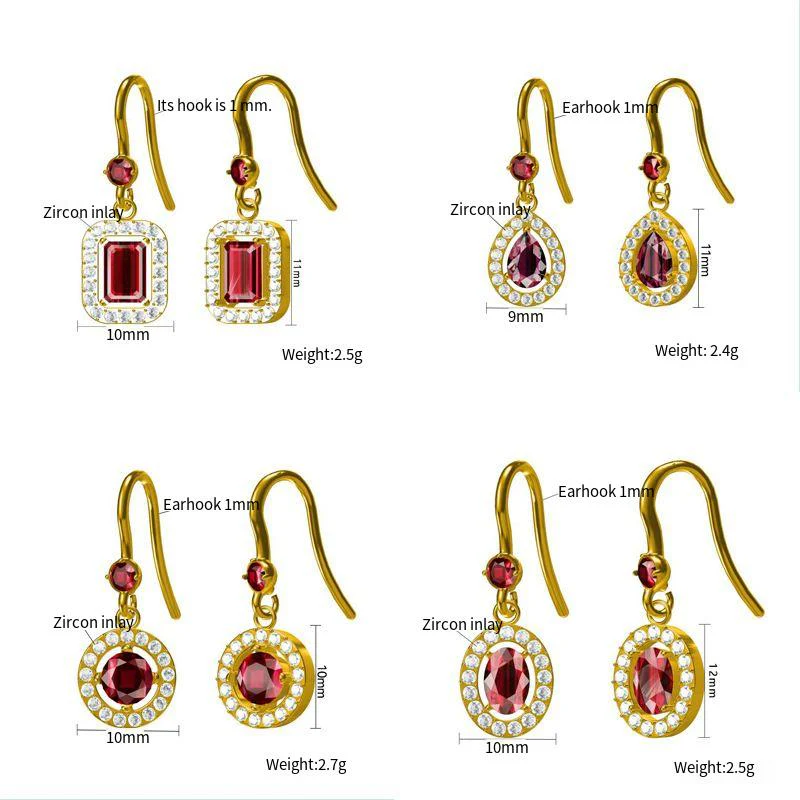 Zircon-inlaid 18K stainless steel stud gold titanium steel earrings