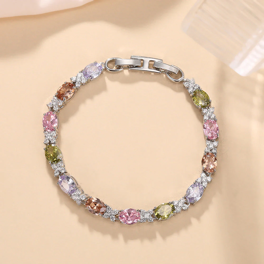 High quality zircon flower oval bracelet