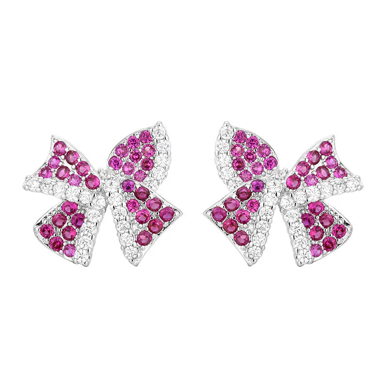 Red corundum zircon flower earrings bracelet necklace set