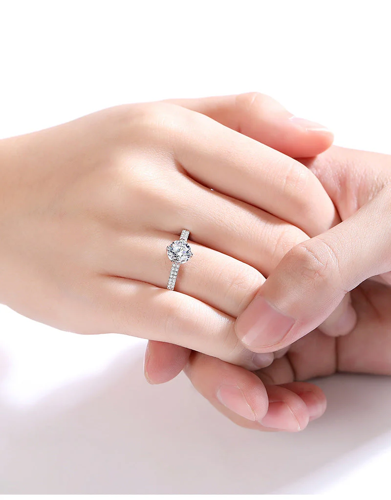 S925 sterling silver one carat moissanite ring
