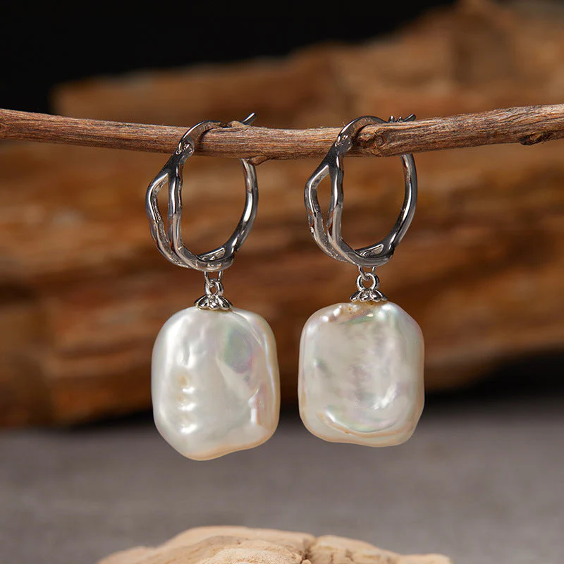 S925 Sterling Silver with Natural Baroque Pearl Earrings