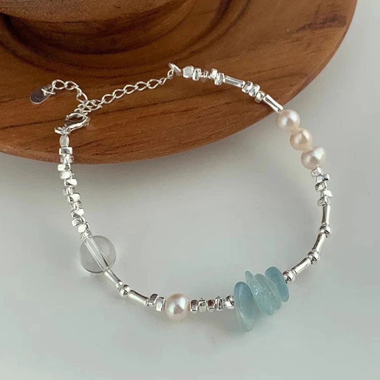 s925 sterling silver aquamarine necklace bracelet