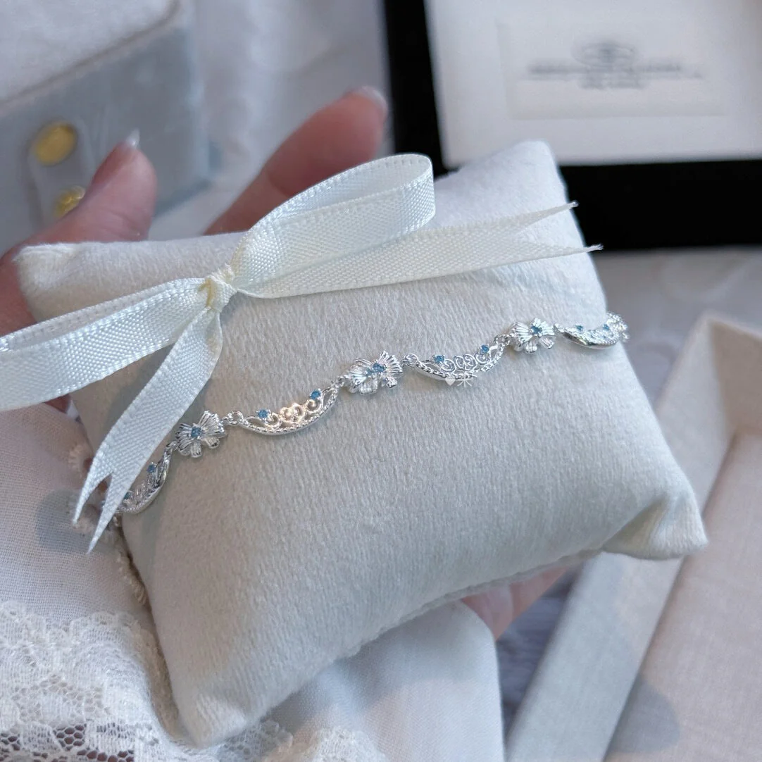 S925 sterling silver bow bracelet